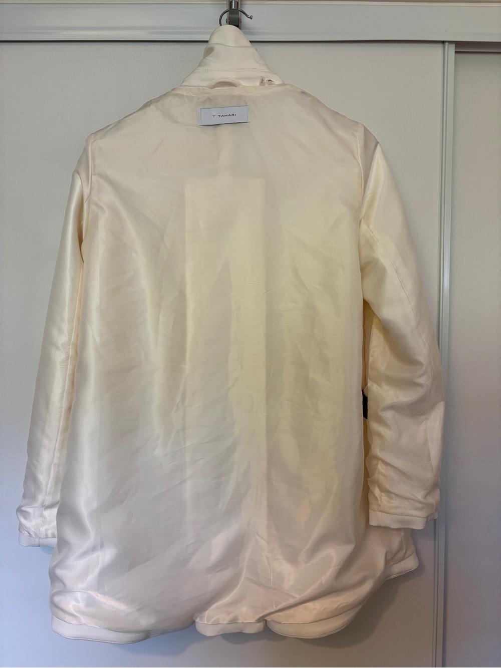 Minimalist Scandi Coat Size Large A-Line Cream White Sophisticated Office Guest - Picture 7 of 13